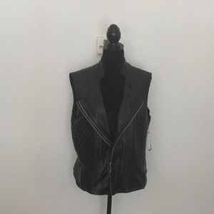 NYGARD faux black leather vest NWT